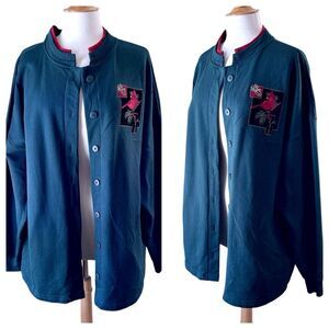 Vintage 1980s Winter Cardinal Bird Cardigan Sweater Sweatshirt Jacket - 2XL